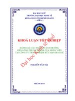 Đánh giá các yếu tố ảnh hưởng đến lòng trung thành của nhân viên tại công ty TNHH bia huế 