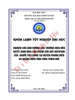 Nghiên cứu ảnh hưởng của thương hiệu đến quyết định mua sản phẩm sữa bột nutifood của người tiêu dùng tại huyện quảng điền và phong điền tỉnh thừa thiên huế 