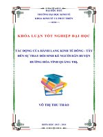 Tác động của hành lang kinh tế đông – tây đến sự thay đổi sinh kế của người dân tại huyện hướng hóa, tỉnh quảng trị 