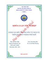 Đánh giá môi trường đầu tư dịch vụ trên địa bàn thành phố huế 