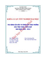 Tác động của đầu tư công đến tăng trưởng của tỉnh thừa thiên huế giai đoạn 2005   2014 