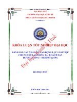 Đánh giá các nhân tố tạo động lực làm việc cho người lao động tại khách sạn hương giang – resort  spa 