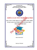 Việc làm và thu nhập của lao động nông thôn đã qua đào tạo nghề ở thị xã hương thủy, tỉnh thừa thiên huế 