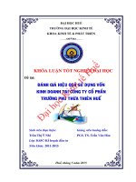 Đánh giá hiệu quả sử dụng vốn kinh doanh tại công ty cổ phần trường phú thừa thiên huế 