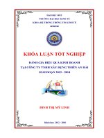 Đánh giá hiệu quả hoạt động kinh doanh tại công ty TNHH xây dựng thiên an hải giai đoạn 2012 1014 