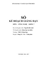 KẾ HOẠCH GIẢNG DẠY CÔNG NGHỆ 7