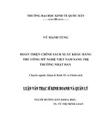 Luận văn thạc sỹ : Hoàn thiện chính sách xuất khẩu hàng thủ công mỹ nghệ Việt Nam sang thị trường Nhật Bản
