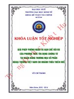 Giải pháp phòng ngừa và hạn chế rủi ro của phương thức thanh toán tín dụng chứng từ tại ngân hàng TMCP ngoại thương việt nam chi nhanh huế 