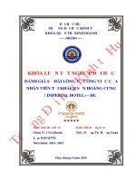 Đánh giá sự hài lòng về công việc của nhân viên tại khách sạn hoàng cung (imperrial hotel)   huế 