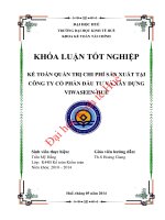 Kế toán quản trị chi phí sản xuất tại công ty cổ phần đầu tư và xây dựng VIWASEEN huế 