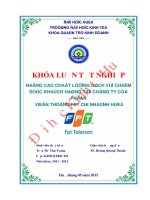 NÂNG CAO CHẤT LƯỢNG DỊCH vụ CHĂM sóc KHÁCH HÀNG tại CÔNG TY cổ PHẦN VIỄN THÔNG FPT CHI NHÁNH HUẾ 