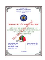 Kiểm soát nội bộ quy trình cho vay khách hàng cá nhân tại ngân hàng TMCP đầu tư và phát triển việt nam  chi nhánh hà tĩnh 