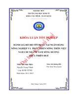 Đánh giá rủi ro tín dụng tại ngân hàng nông nghiệp và phát triển nông thôn việt nam chi nhánh nam sông hương thừa thiên huế 