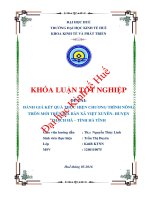 Đánh giá kết quả thực hiện chương trình nông thôn mới trên địa bàn xã việt xuyên – huyện thạch hà – tĩnh hà tĩnh 