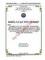 Nghiên cứu các nhân tố ảnh hưởng đến quyết định lựa chọn dịch vụ tiền gửi tiết kiệm của khách hàng cá nhân tại ngân hàng thương mại cổ phần đầu tư và phát triển việt nam   chi nhánh thừa thiên huế 