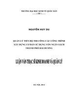 Quản lý tiến độ thi công các công trình xây dựng cơ bản sử dụng vốn ngân sách thành phố Hải Dương