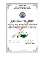 Đánh giá thực trạng tổ chức và quản lý hệ thống kênh phân phối tại công ty cổ phần dược TW medipharco – tenamyd 