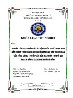 Nghiên cứu các nhân tố tác động đến quyết định mua sản phẩm thời trang công sở nam cao cấp merriman của tổng công ty cổ phần dệt may hòa thọ đối với khách hàng tại thành phố đà nẵng 