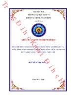 Phân tích rủi ro lãi suất trong hoạt động kinh doanh tại ngân hàng nông nghiệp và phát triển nông thôn chi nhánh huyện phú vang – tỉnh thừa thiên huế 