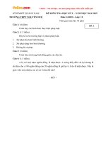 Đề thi học kì 1 môn Giáo dục công dân lớp 12 trường THPT Nguyễn Huệ, Quảng Nam năm học 2014 - 2015