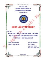 Đánh giá chất lượng dịch vụ thẻ ATM của ngân hàng TMCP xuất nhập khẩu việt nam  chi nhánh huế 