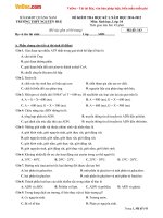 Đề thi học kì 1 môn Sinh học lớp 10 trường THPT Nguyễn Huệ, Quảng Nam năm học 2014 - 2015