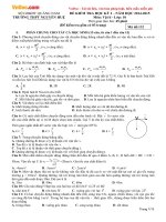 Đề thi học kì 1 môn Vật lý lớp 10 trường THPT Nguyễn Huệ, Quảng Nam năm học 2014 - 2015
