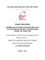 NGHIÊN CỨU PHƯƠNG PHÁP BẢO MẬT CHO CƠ CHẾ ĐĂNG NHẬP MỘT LẦN ỨNG DỤNG TRONG HỆ PHÂN TÁN
