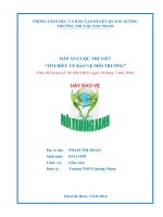 đáp án bài thi viết tìm HIỂU về bảo vệ môi TRƯỜNG đạt giải nhất thành phố 