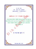 Giải pháp phát triển hoạt động tín dụng hộ nông dân tại NHNoPTNT huyện anh sơn 