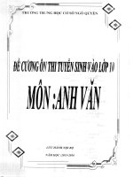 Đề cương ôn thi tuyển sinh vào lớp 10 môn anh văn 