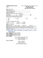 BÀI THI KIỂM ĐỊNH CHẤT LƯỢNG GIỮA KỲ I NĂM HỌC 20152016 Môn: ToánLớp 5