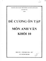 Đề cương ôn tập môn anh văn khối 10 học kỳ 1 năm học 2016 thpt nguyễn chí thanh 