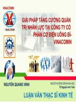Slide Giải pháp tăng cường quản trị nhân lực tại Công ty cổ phần Cơ điện Uông Bí-Vinacomin