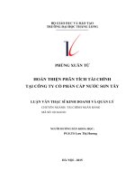 Luận văn thạc sỹ - Hoàn thiện phân tích tài chính tại Công ty Cổ phần cấp nước Sơn Tây