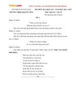 Đề thi học kì 1 môn Ngữ văn lớp 10 trường THPT Nguyễn Huệ, Quảng Nam năm học 2014 - 2015