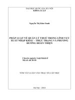 Pháp luật về quản lý thuế trong lĩnh vực xuất nhập khẩu - thực trạng và phương hướng hoàn thiện