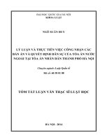 Lý luận và thực tiễn việc công nhận các bản án và quyết định dân sự của tòa án nước ngoài tại tòa án nhân dân thành phố Hà Nội