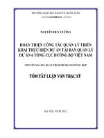 Hoàn thiện công tác quản lý triển khai thực hiện dự án tại Ban quản lý dự án 6 Tổng cục Đường bộ Việt Nam