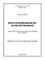 Giám sát của Hội đồng nhân dân tỉnh - qua thực tiễn ở tỉnh Hưng Yên
