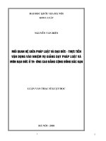 Mối quan hệ giữa pháp luật và đạo đức - thực tiễn vận dụng vào nhiệm vụ giảng dạy pháp luật và môn đạo đức ở trường cao đẳng cộng đồng Bắc Kạn