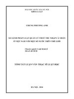 So sánh pháp luật quản lý thuế thu nhập cá nhân ở Việt Nam với một số nước trên thế giới