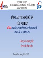 NGHIÊN cứu  KHẢ NĂNG PHÂN hủy CHẤT màu của cu DOPED zno 