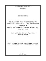 Thi hành hình phạt tù có thời hạn và công tác tái hòa nhập xã hội đối với ngời mãn hạn tù (trên cơ sở nghiên cứu thực tiễn địa bàn tỉnh Phú Thọ)
