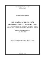 Giải quyết các tranh chấp về hôn nhân và gia đình của TAND (Qua thực tiễn tại Thừa Thiên - Huế)