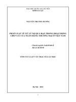 Pháp luật về xử lý nợ quá hạn trong hoạt động cho vay của ngân hàng thương mại ở Việt Nam