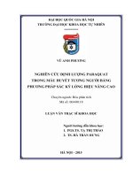 Nghiên cứu định lượng Paraquat trong mẫu huyết tương người bằng phương pháp sắc ký lỏng hiệu năng cao.