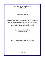 Thẩm quyền xét xử sơ thẩm các vụ án dân sự theo cấp xét xử của tòa án nhân dân qua thực tiễn tỉnh Thừa thiên - Huế
