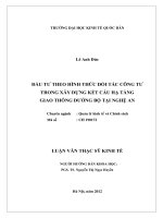 Đầu tư theo hình thức đối tác công tư trong xây dựng kết cấu hạ tầng giao thông đường bộ tại Nghệ An