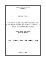 Giải quyết tranh chấp hợp đồng mua bán hàng hoá theo thủ tục sơ thẩm tại toà án nhân dân thành phố Hà Nội